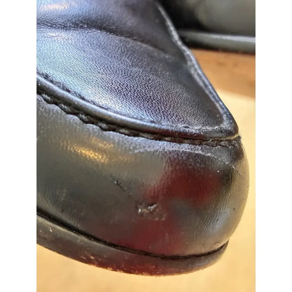 Vintage Bragano Cole Haan Italy Men 9.5 N Black Leather Dress Shoe Penny Loafers